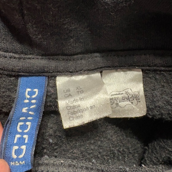 Divided H&M Black Spongebob Hoodie Size XL w/ Patrick "Oh Buoy" Graphic Print - Picture 8 of 13